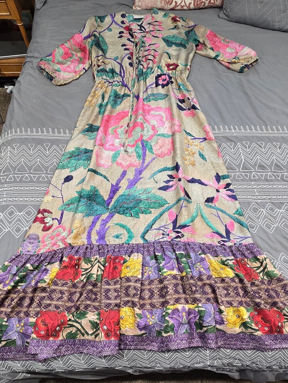 Pierre-Louis Mascia Floral Printed Silk Maxi Dress Size Large